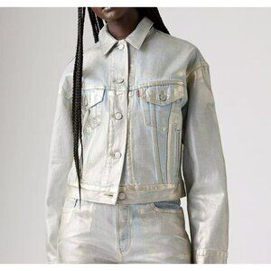 Levi's Silver Washed Trucker Denim Jacket Size Medium NWT